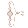 Fashion Flower Shape Dial Alloy Bracelet Watch With Rhinestones For Women