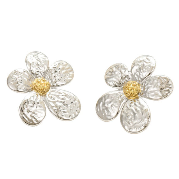 Fashion Flower Stainless Steel 18K Gold Plated Women's Earrings
