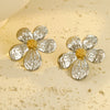 Fashion Flower Stainless Steel 18K Gold Plated Women's Earrings
