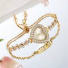 Fashion Flower Women's Bracelet Watch With Diamondembedded Heart Color Dial Alloy Strap And Metal Case