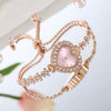 Fashion Flower Women's Bracelet Watch With Diamondembedded Heart Color Dial Alloy Strap And Metal Case