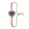 Fashion Flower Women's Bracelet Watch With Diamondembedded Heart Color Dial Alloy Strap And Metal Case