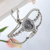Fashion Flower Women's Bracelet Watch With Diamondembedded Heart Color Dial Alloy Strap And Metal Case