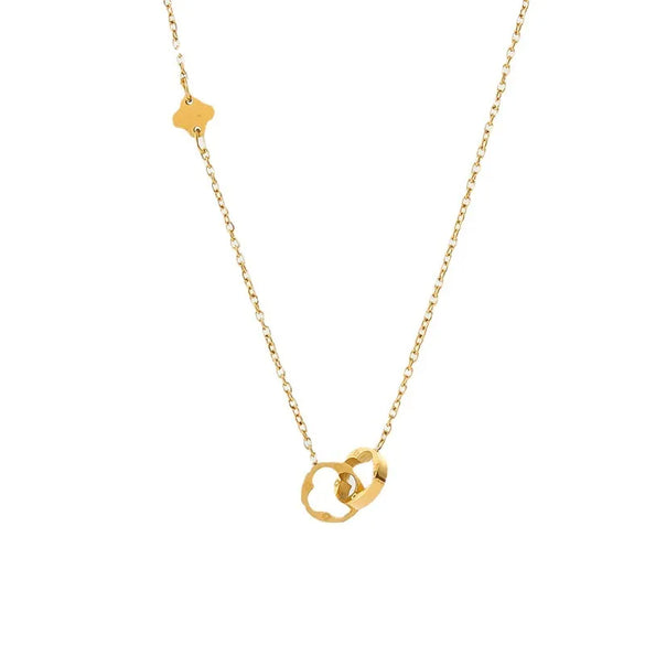 Fashion Four Leaf Clover Round Titanium Steel Plating Hollow Out Necklace 1 Piece