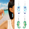 Fashion Fresh Ocean Blue Slippers Seahorse Earrings Acrylic Animals Baking Paint Women's