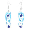 Fashion Fresh Ocean Blue Slippers Seahorse Earrings Acrylic Animals Baking Paint Women's
