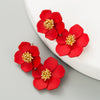 Fashion Fresh Sweet Elegant Multilayer Flower Alloy Baking Paint Women's Earrings
