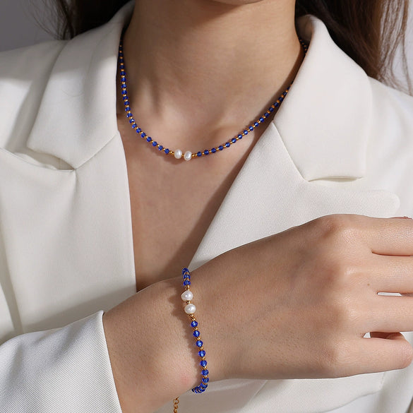 Fashion Freshwater Pearl And 316L Stainless Steel Beaded Bracelet With Electroplating