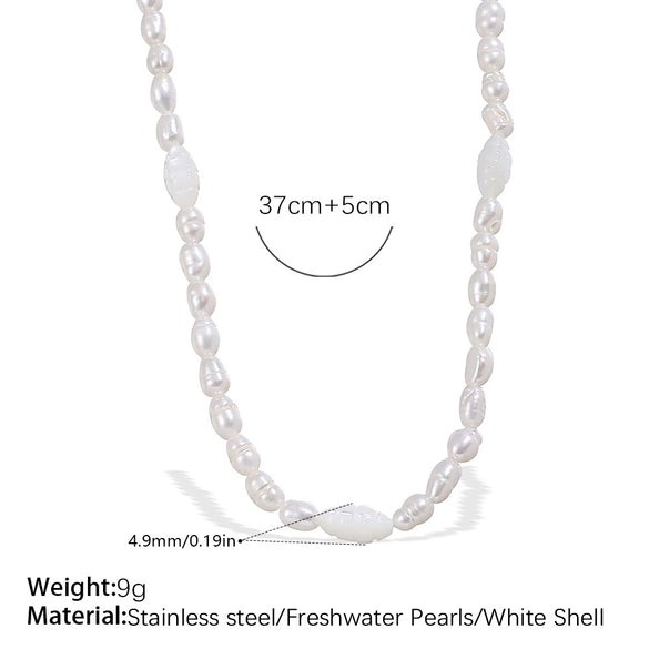 Fashion Freshwater Pearl Necklace And Bracelet Set 316L Stainless Steel 316L Stainless Steel 18K Gold Plated For Women