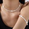 Fashion Freshwater Pearl Necklace And Bracelet Set 316L Stainless Steel 316L Stainless Steel 18K Gold Plated For Women