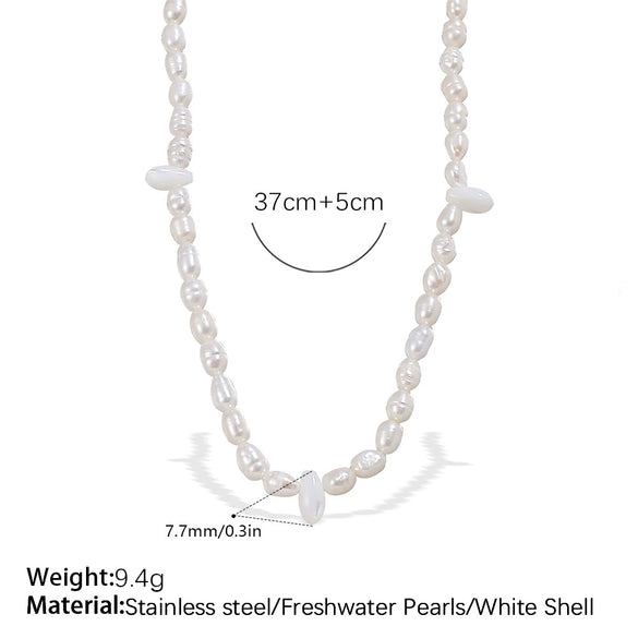 Fashion Freshwater Pearl Necklace And Bracelet Set 316L Stainless Steel 316L Stainless Steel 18K Gold Plated For Women