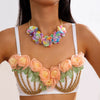 Fashion Frosted Color Three Dimensional Flower Short Clavicle Necklace For Women Acrylic Material