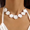 Fashion Frosted Color Three Dimensional Flower Short Clavicle Necklace For Women Acrylic Material