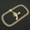 Fashion Full Diamond Gun Pendant Cuban Chain Alloy Necklace