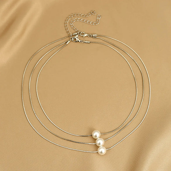 Fashion Geometric Artificial Pearls Alloy Wholesale Pendant Necklace