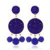 Fashion Geometric Alloy Pendant Earrings With Round Ball Bead Design Electroplated Statement Earrings For Women
