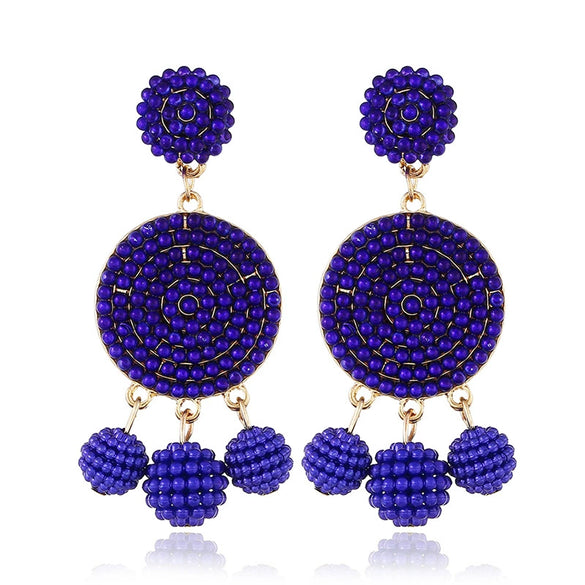 Fashion Geometric Alloy Pendant Earrings With Round Ball Bead Design Electroplated Statement Earrings For Women