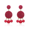 Fashion Geometric Alloy Pendant Earrings With Round Ball Bead Design Electroplated Statement Earrings For Women