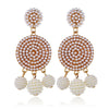 Fashion Geometric Alloy Pendant Earrings With Round Ball Bead Design Electroplated Statement Earrings For Women