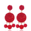 Fashion Geometric Alloy Pendant Earrings With Round Ball Bead Design Electroplated Statement Earrings For Women