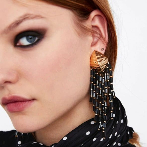 Fashion Geometric Alloy Tassel Earrings For Women With Electroplating