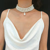 Fashion Geometric Beaded Pearl Necklace With Multilayer Chain And Pearl Shaped Pendant For Women