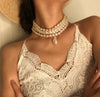 Fashion Geometric Beaded Pearl Necklace With Multilayer Chain And Pearl Shaped Pendant For Women