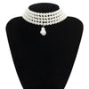 Fashion Geometric Beaded Pearl Necklace With Multilayer Chain And Pearl Shaped Pendant For Women