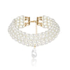 Fashion Geometric Beaded Pearl Necklace With Multilayer Chain And Pearl Shaped Pendant For Women