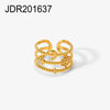 Fashion Geometric Chain Cross Opening Ring For Ladies Stainless Steel With 18K Gold Plated Electroplating