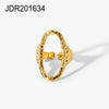 Fashion Geometric Chain Cross Opening Ring For Ladies Stainless Steel With 18K Gold Plated Electroplating