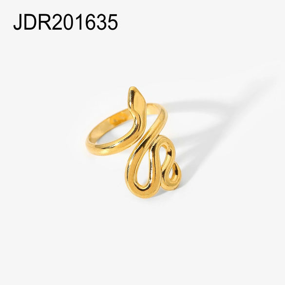 Fashion Geometric Chain Cross Opening Ring For Ladies Stainless Steel With 18K Gold Plated Electroplating