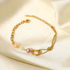 Fashion Geometric Color Pearl Stainless Steel Heart Pearl Bracelet
