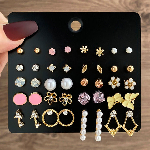 Fashion Geometric Color Round Electroplated Imitation Pearl Alloy Women's Earrings