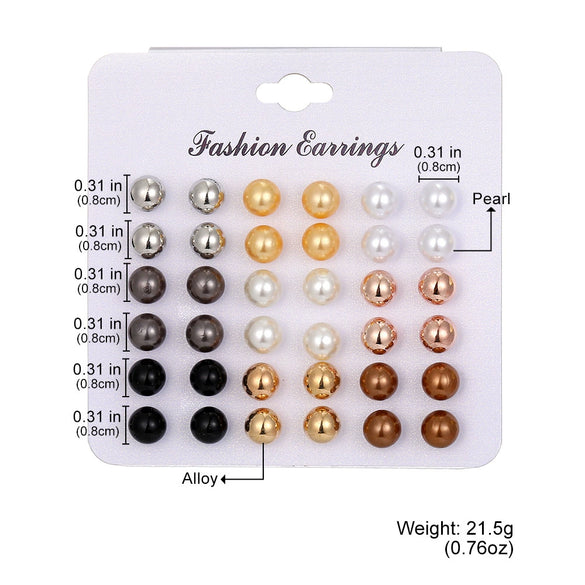 Fashion Geometric Color Round Electroplated Imitation Pearl Alloy Women's Earrings