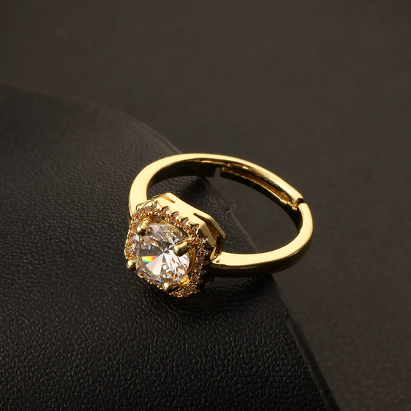 Fashion Geometric Colorful Zircon Open Ring For Women Copper Electroplated Light Luxury Niche Minimalist