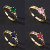 Fashion Geometric Colorful Zircon Open Ring For Women Copper Electroplated Light Luxury Niche Minimalist