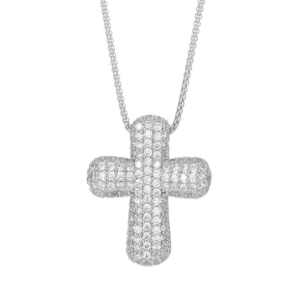 Fashion Geometric Copper Cross Pendant Necklace With Electroplating And Box Chain