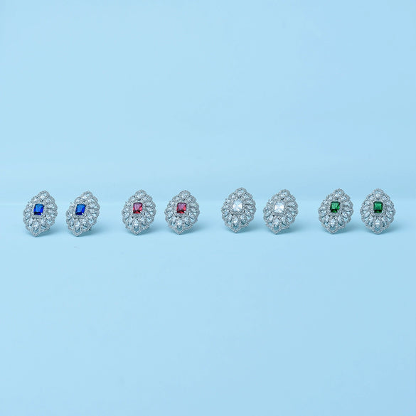 Fashion Geometric Copper Crystal Earrings For Women Electroplated Statement Earrings Wholesale