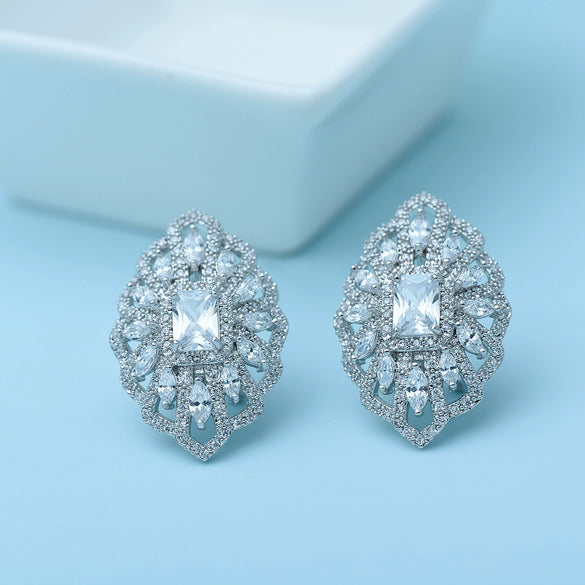 Fashion Geometric Copper Crystal Earrings For Women Electroplated Statement Earrings Wholesale