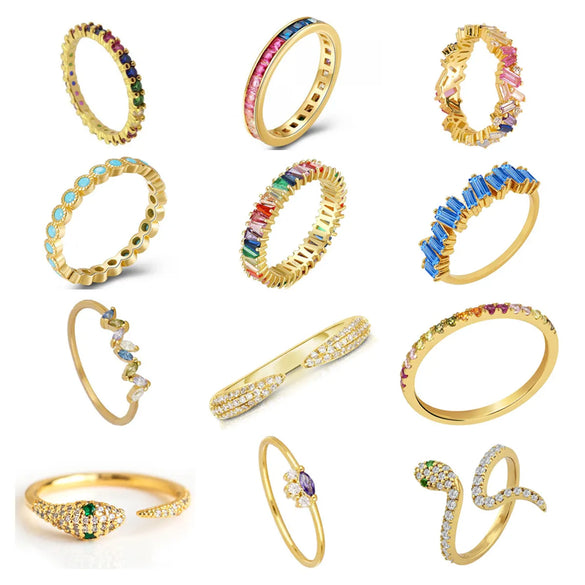 Fashion Geometric Copper Inlay Zircon Rings 1 Piece