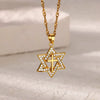 Fashion Geometric Copper Micropaved Zircon Cross Pendant Women's Necklace With Electroplating And Water Wave Chain