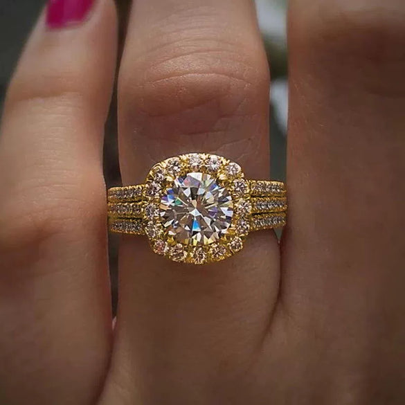 Fashion Geometric Copper Ring With Zirconia For Women
