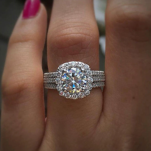 Fashion Geometric Copper Ring With Zirconia For Women
