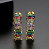 Fashion Geometric Copper Zircon C Shaped Earrings Colorful Electroplated Sweet Jewelry For Women