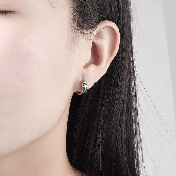 Fashion Geometric Cross And Circle Earrings For Women In S925 Sterling Silver With Electroplated Finish
