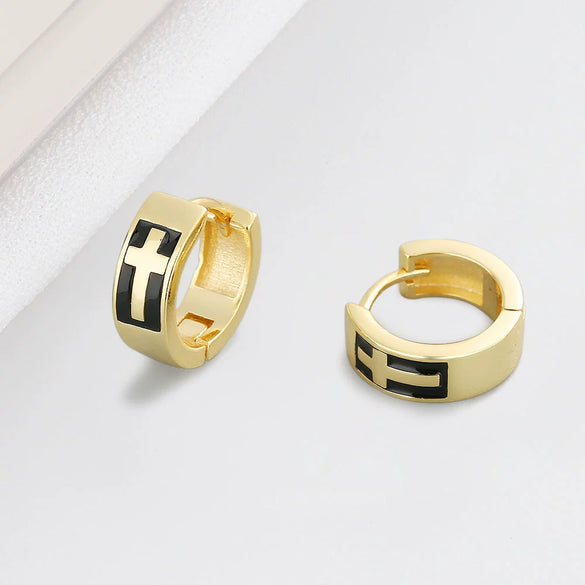 Fashion Geometric Cross And Circle Earrings For Women In S925 Sterling Silver With Electroplated Finish
