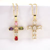 Fashion Geometric Cross Pendant Necklace For Women Copper Plated Gold With Zircon Inlay Water Wave Chain Personality Jewelry