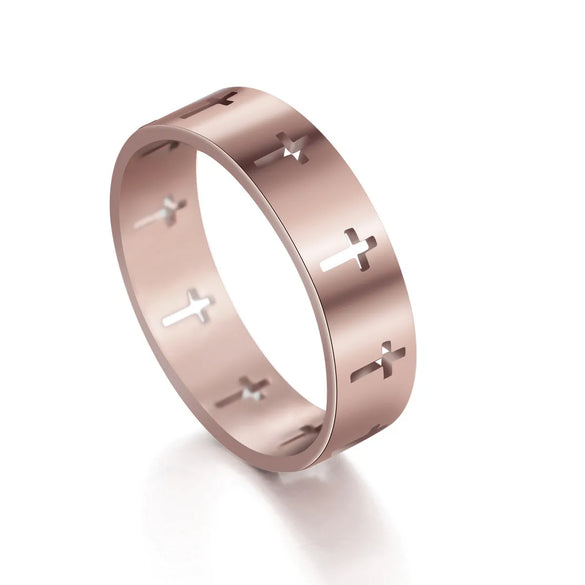 Fashion Geometric Cross Titanium Steel Polishing Rings