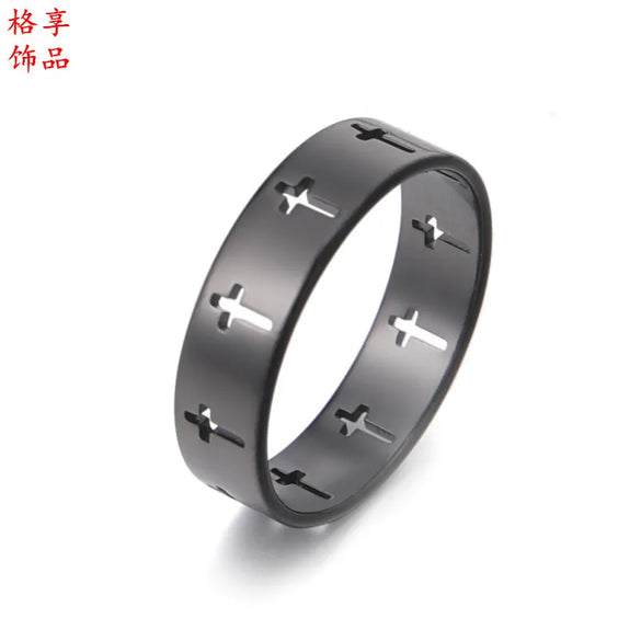 Fashion Geometric Cross Titanium Steel Polishing Rings